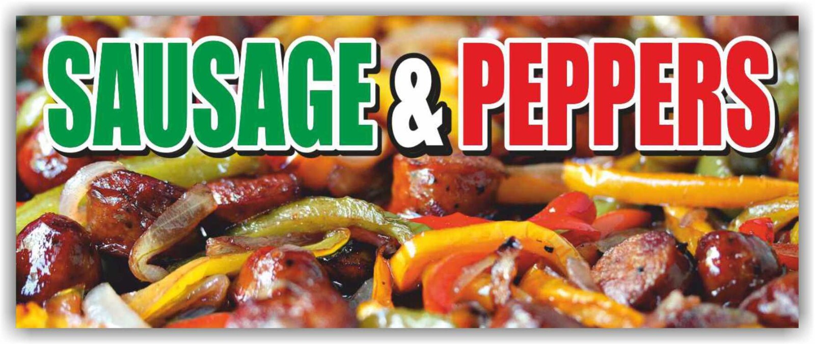 SAUSAGE & PEPPERS Advertising Banner Vinyl Mesh Sign Chili Bar Restaurant BBQ