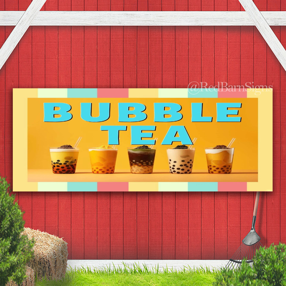 Bubble Tea Indoor Outdoor Banner Sign with grommets