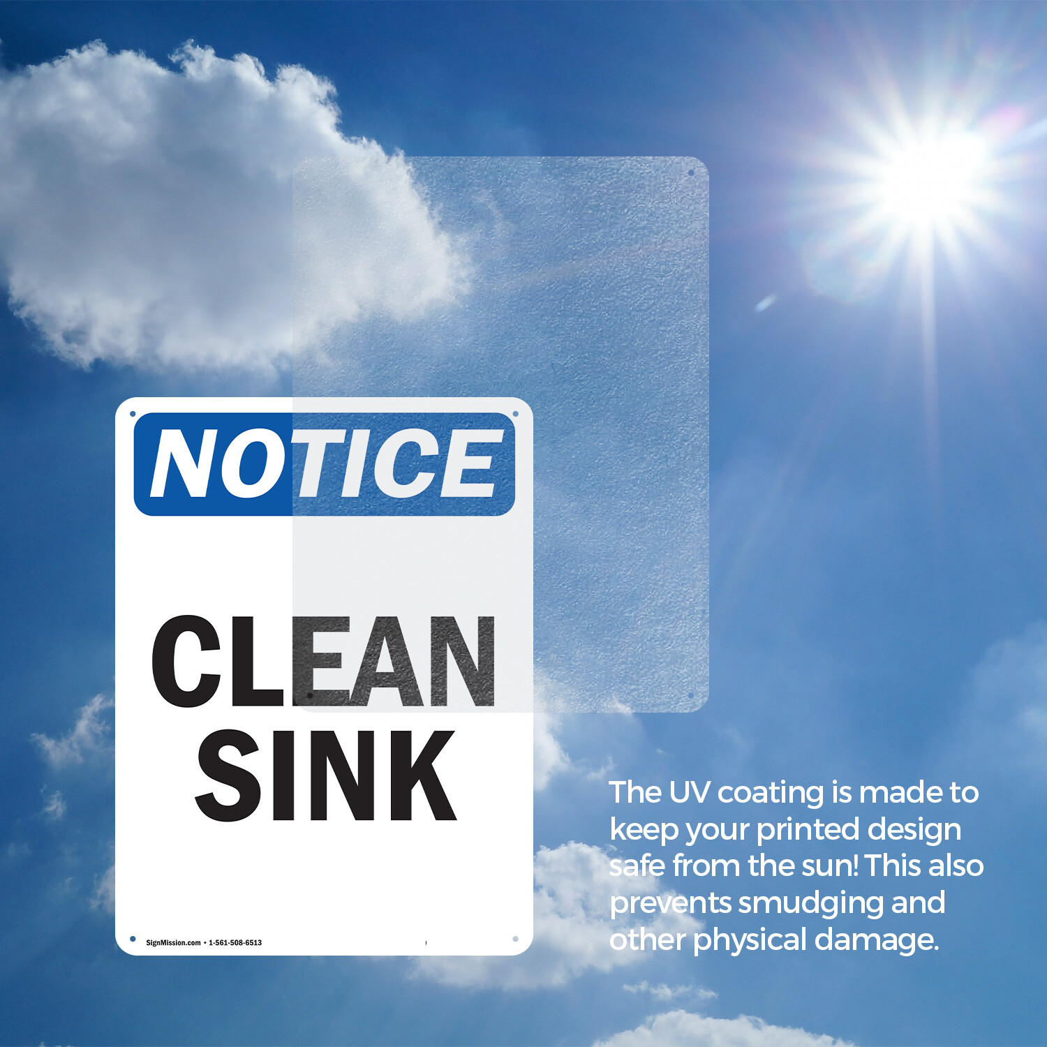 (2 Pack) Clean Sink OSHA Notice Sign Decal Metal Plastic
