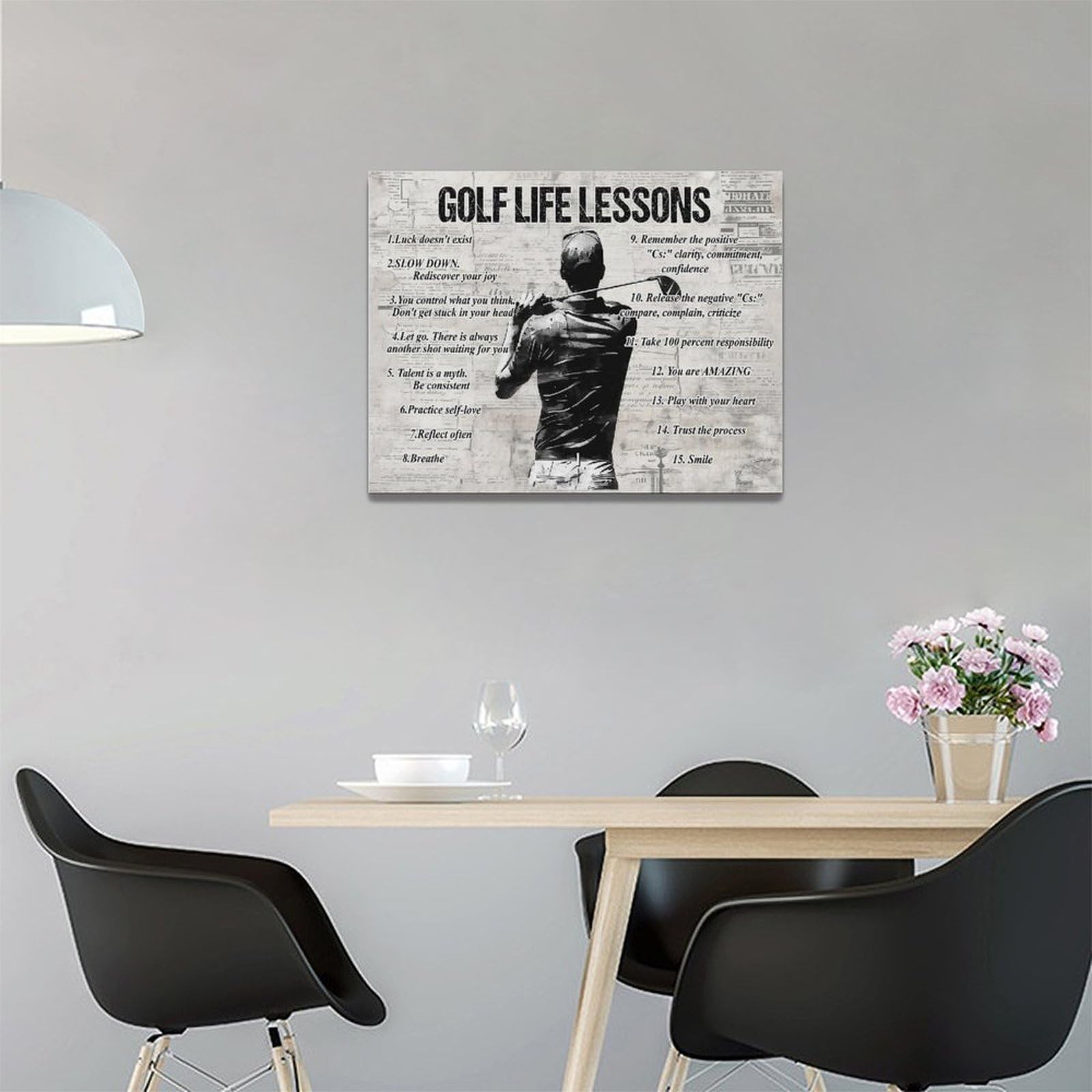 Gyeong Golf Sports Wall Art Golf Life Lessons Wall Decor Golf Sign Retro Post…