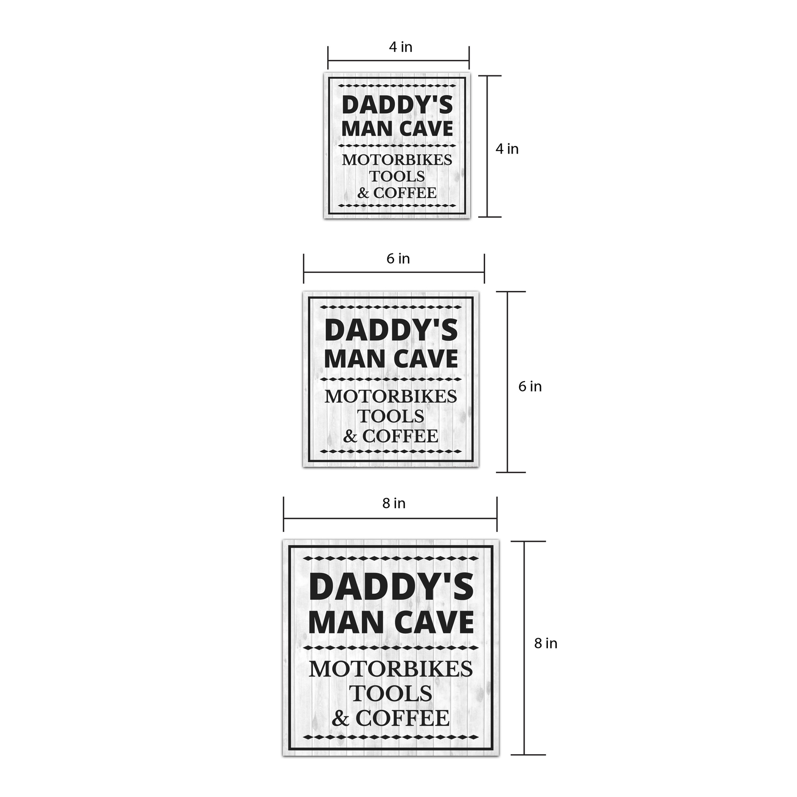 Square Plus Daddy’s Man Cave Motorbikes, Tools & Coffee Wall or Door Sign