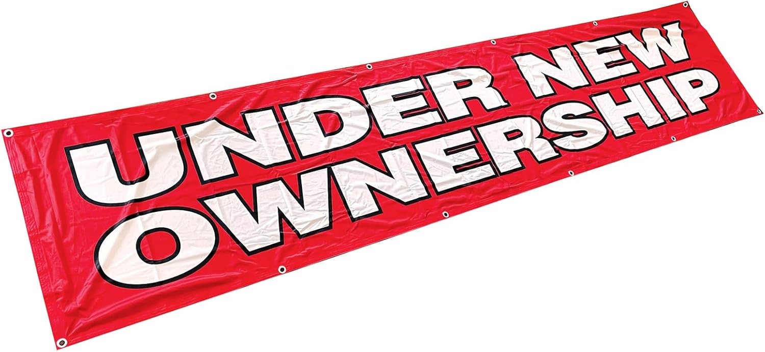 2×10 feet UNDER NEW OWNERSHIP Banner Polyester Fabric Sign W/ Grommets rb