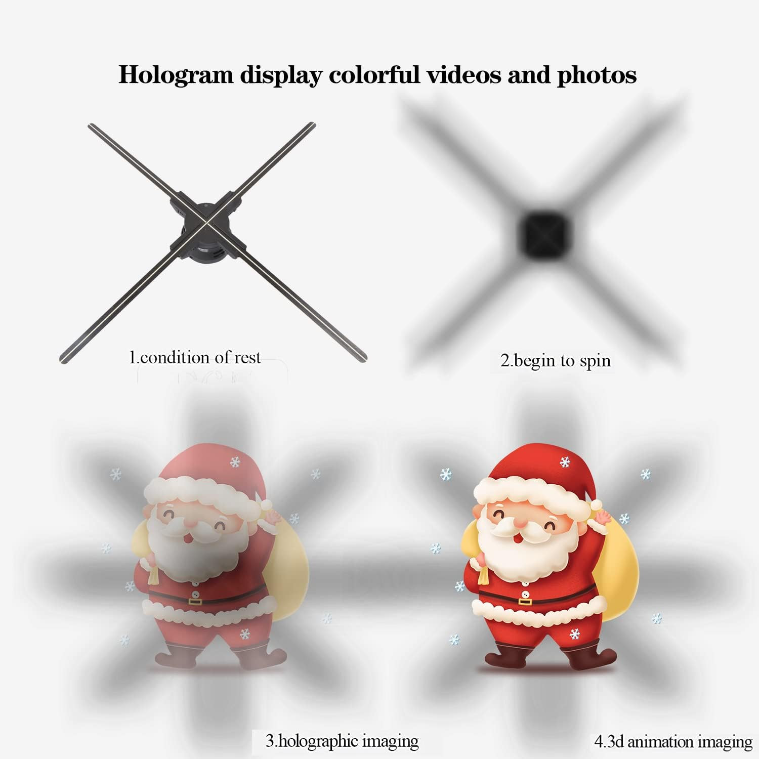 3D Hologram Fan,27.5“ Christmas Tree Holographic Fan Advertising Display with Re