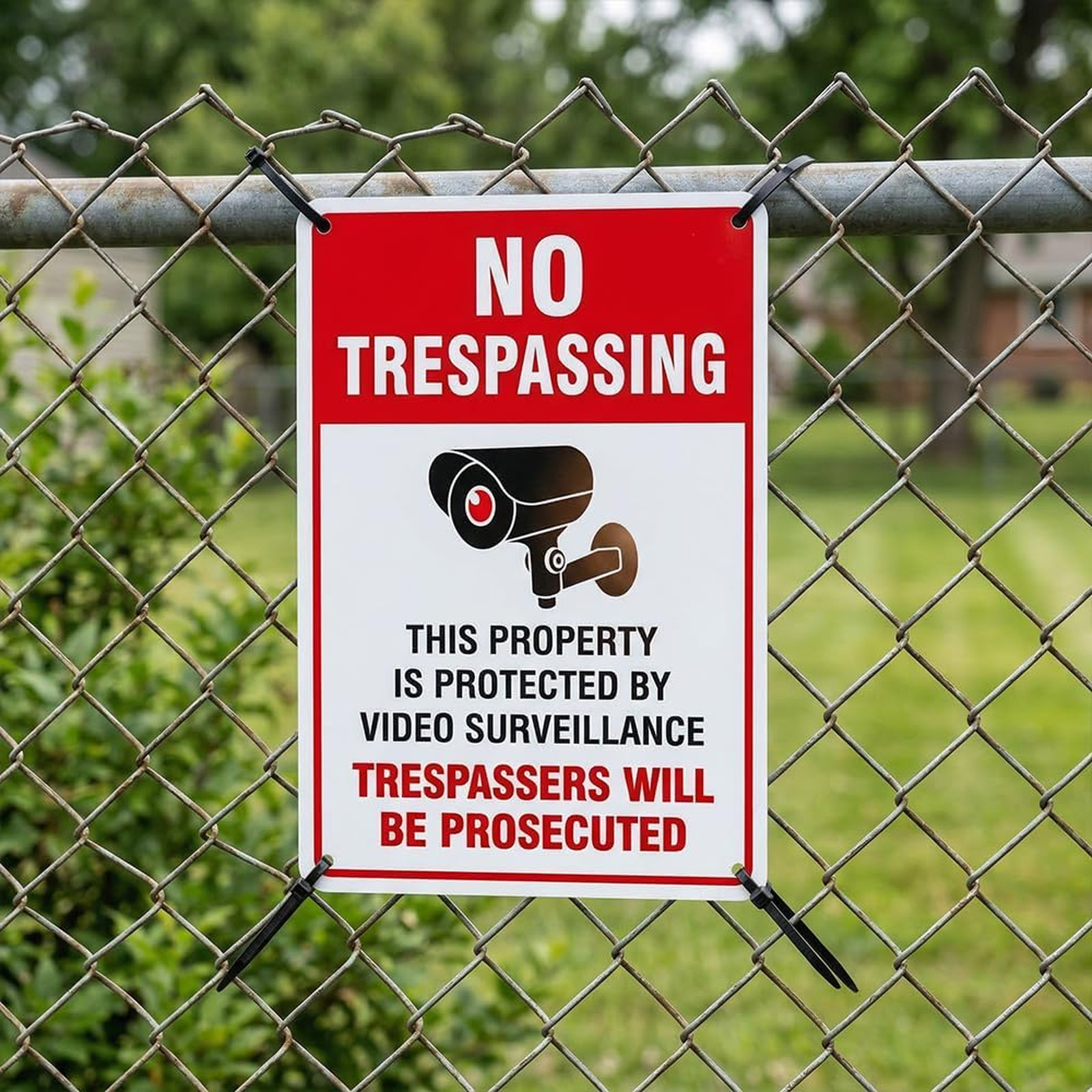 No Trespassing Video Surveillance Sign Aluminum 10×7 Inch UV Waterproof 2 Pack