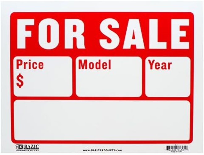 Pack of 2 Bright Plastic For Sale Signs – 9″ x 12″ with Customizable Lines