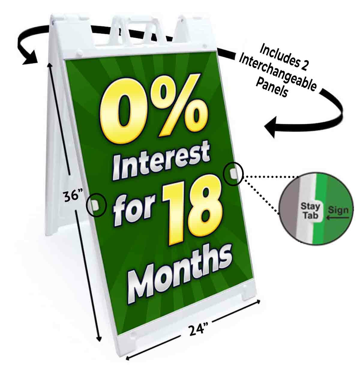 0% INTEREST Signicade 24×36 A Frame Sidewalk Pavement Sign Double Sided Sandwich