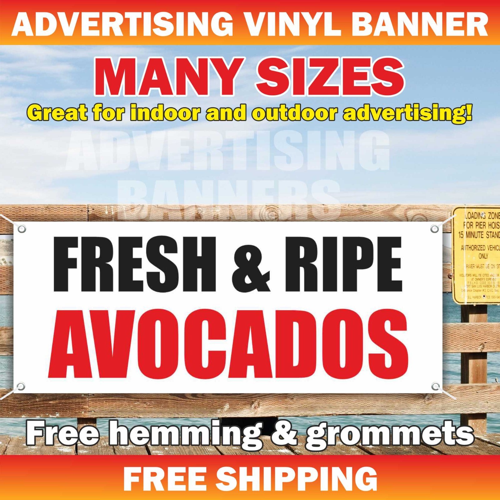FRESH & RIPE AVOCADOS Advertising Banner Vinyl Mesh Sign fruit vegetable health