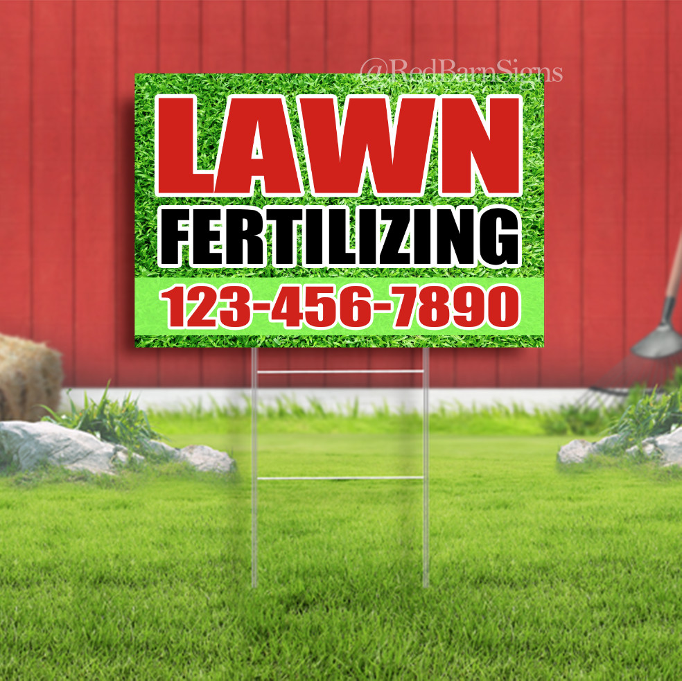Lawn Fertilizing Indoor Outdoor Yard Sign with metal stakes