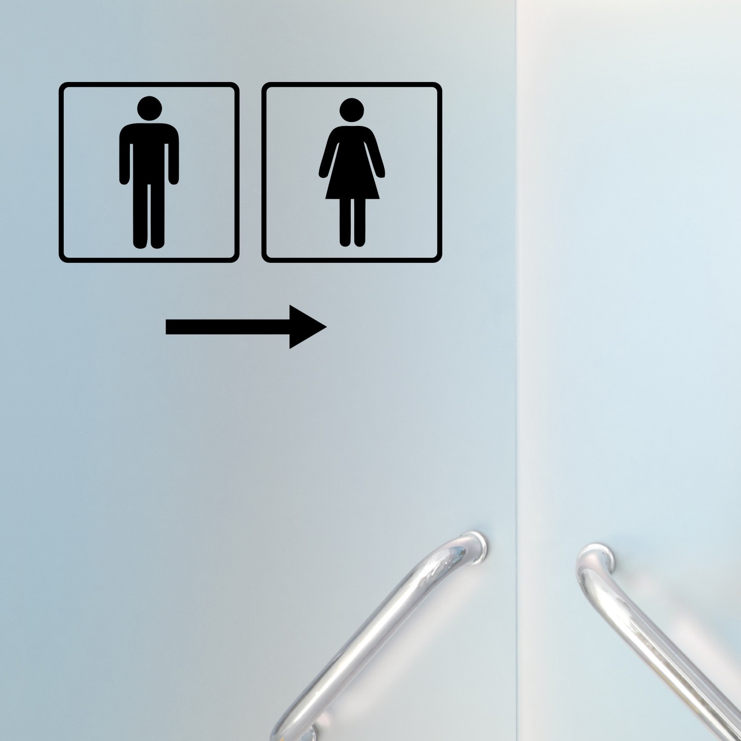 Toilet Bathroom Restroom Removable Wall Door Glass Sticker Male Female Men Woman