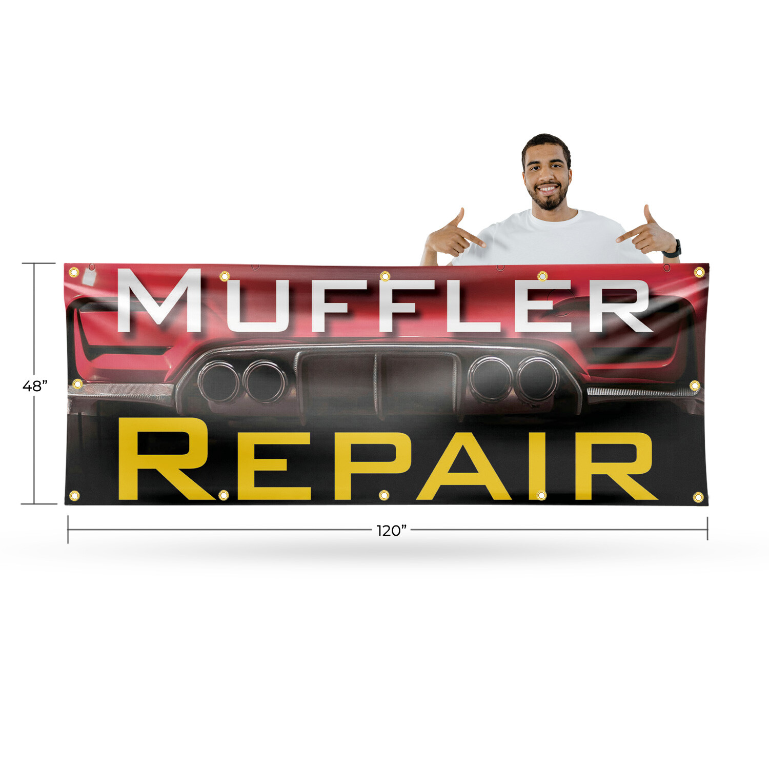 Muffler Repair Vinyl Banner Sign with Metal Grommets Heavy-Duty Single-Sided