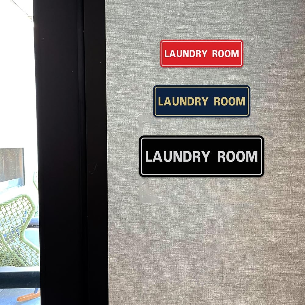 1 Pack Standard Black Large Laundry Room Wall Or Door Sign Durable Signage