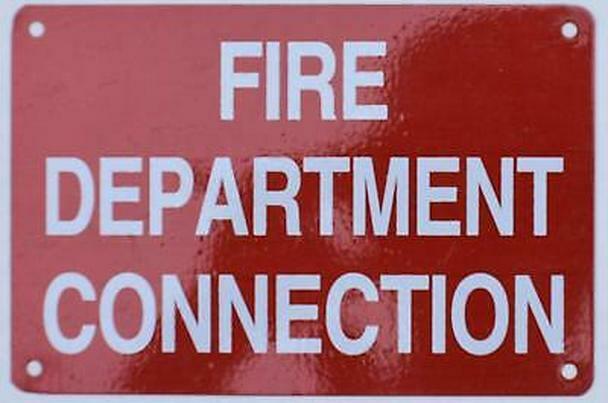 FIRE Department Connection Sign (RED,Aluminium 6×4 -Rust Free)–REF24-1027