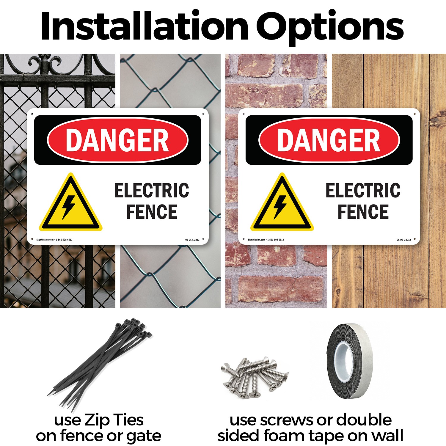 Electric Fence OSHA Danger Sign Metal, Plastic, Or Decal – 5 or 10 Pack