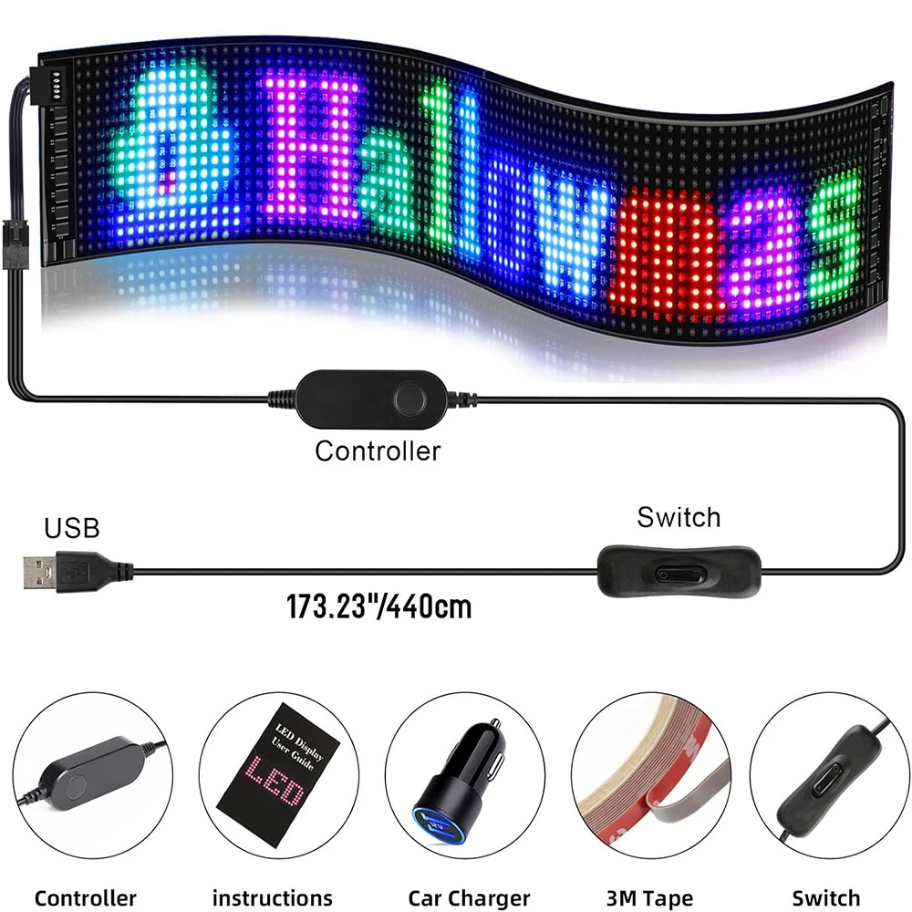 Scrolling Bright Advertising LED Sign USB 5V Bluetooth APP Control Sign Programm