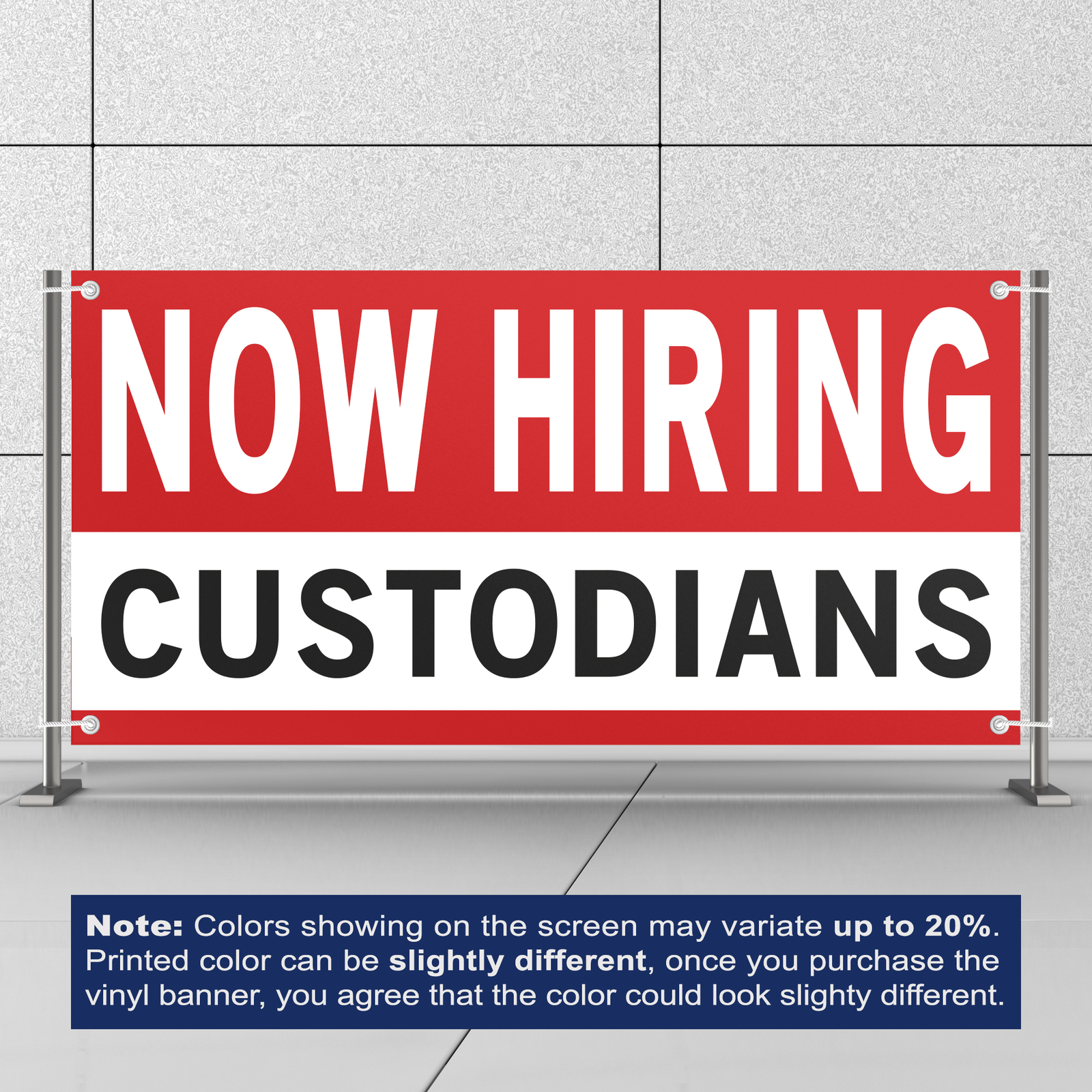 Now Hiring Custodians 13 oz Heavy Duty Vinyl Banner Jobs Available Custodial