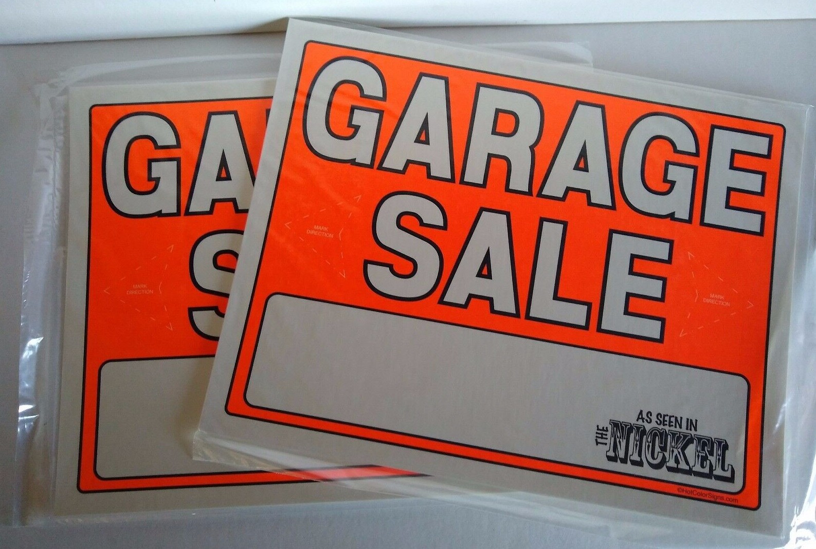 Garage Sale Signs (2) 3Pks (6 Signs total) Fluorescent Orange 11×14 Yard Sale