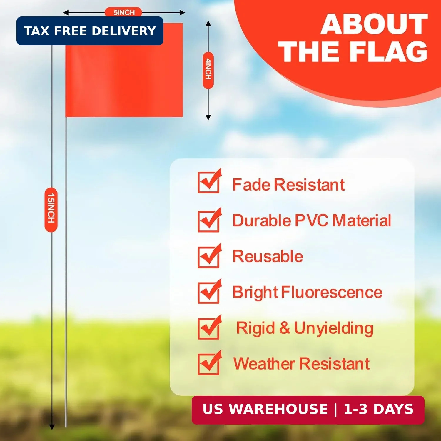 15x4x5 Inch Marking Flags – High-Visibility Yard & Lawn Flags for Boundary, Dog