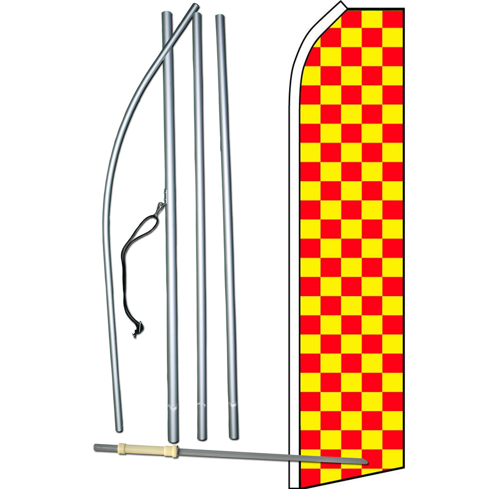 Red/Yellow Checkered Complete Swooper Flag Bundle