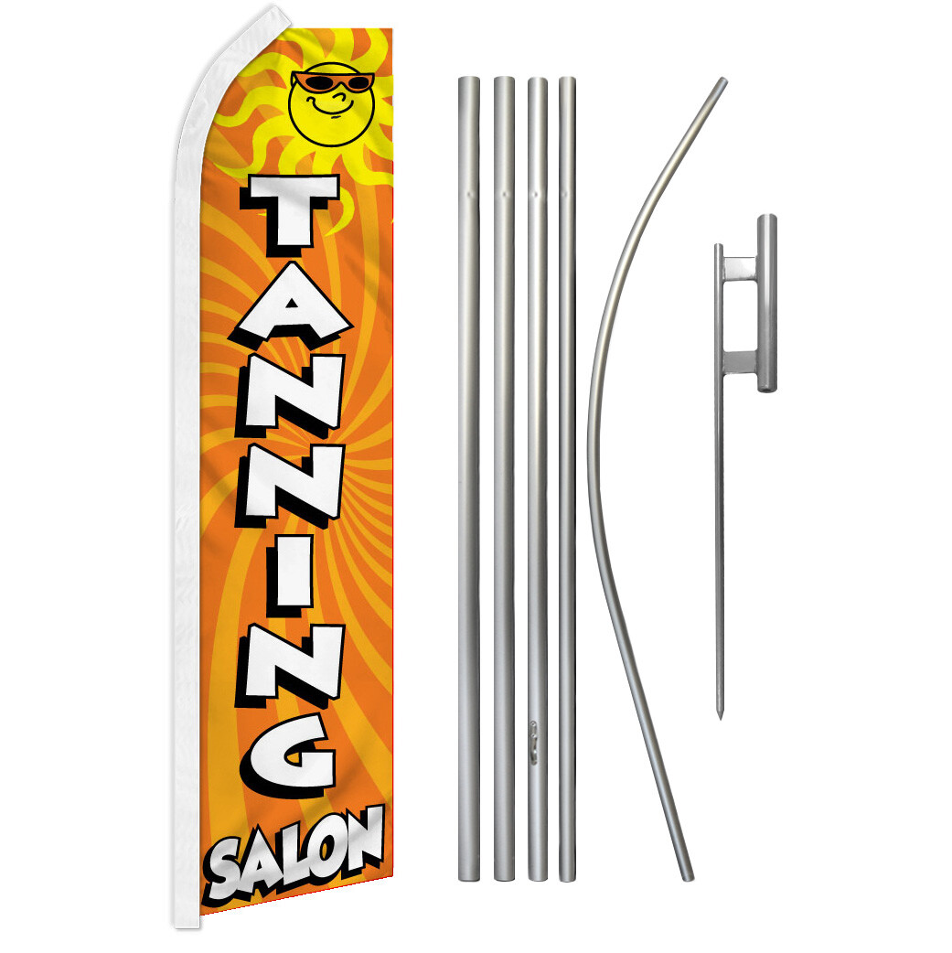 Tanning Salon Swooper Flutter Feather Advertising Flag Kit Sunning Tan Here