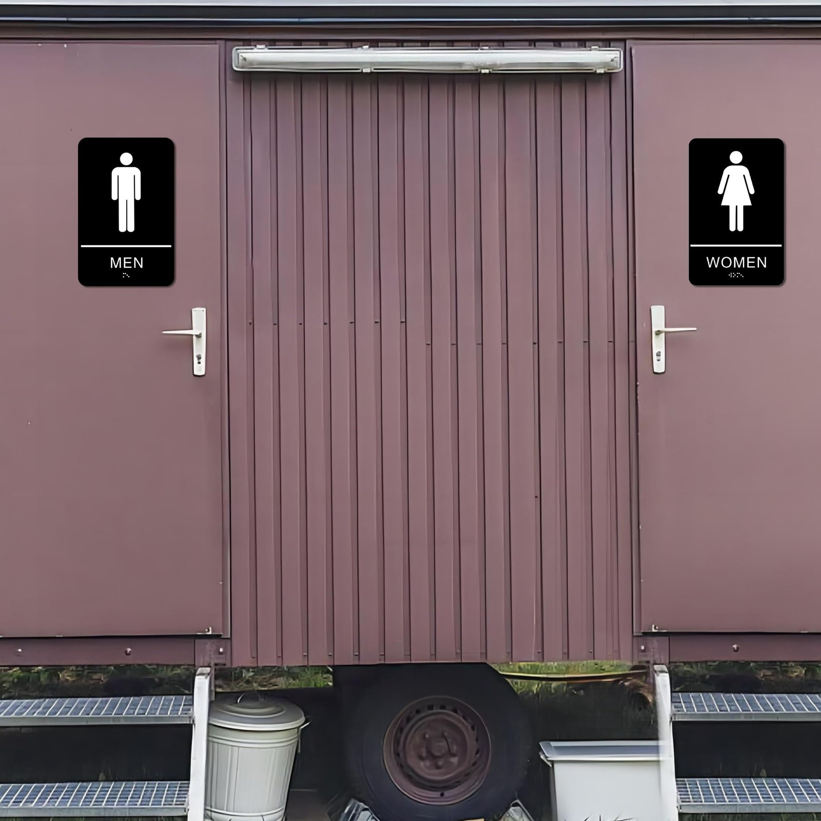 Self-Stick ADA Braille Unisex Restroom Signs, 9 x 6 Inch Bathroom Signs with …