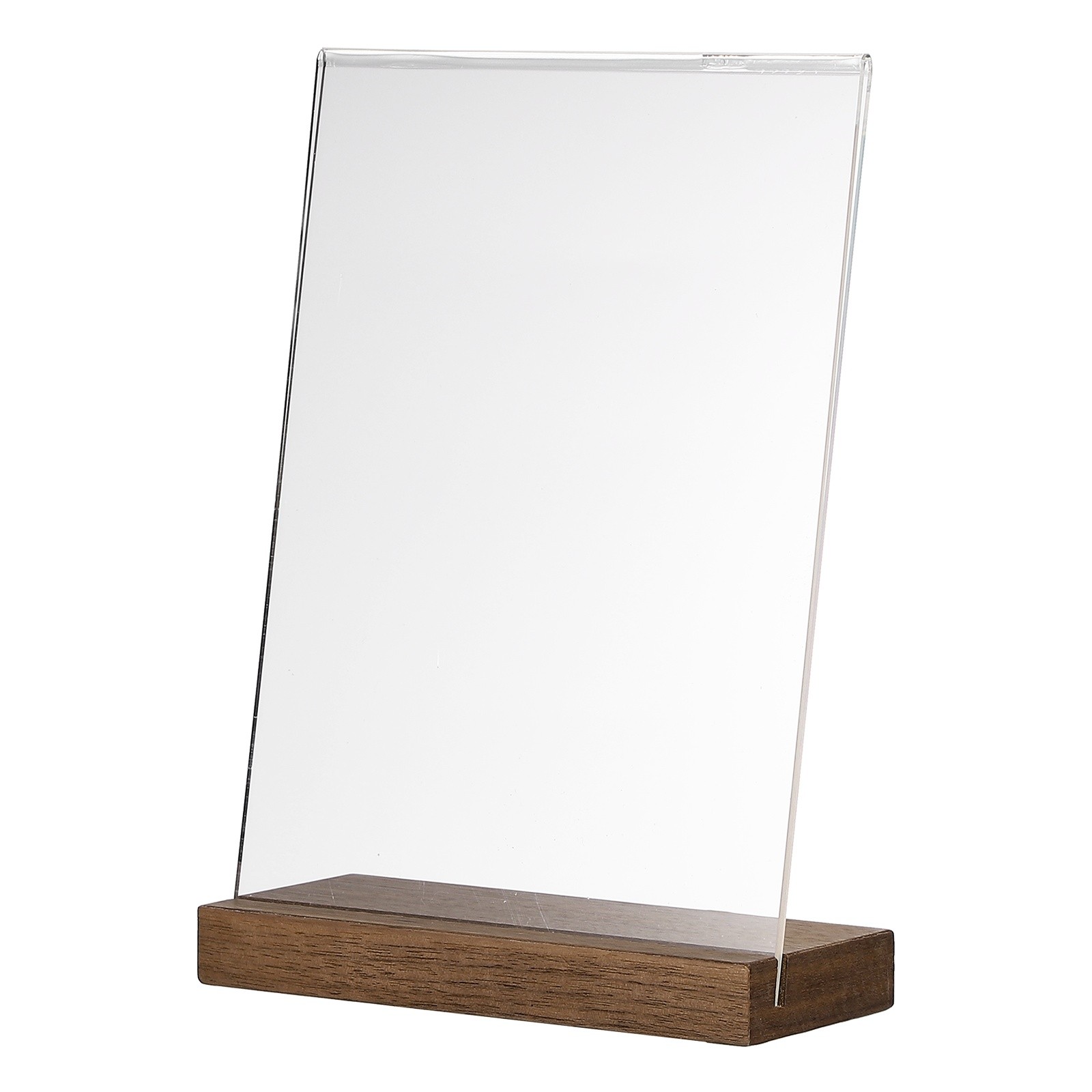 6″ x 8″ Acrylic Sign Holders Wood Base, L-Shape A5 Clear Holder Slant