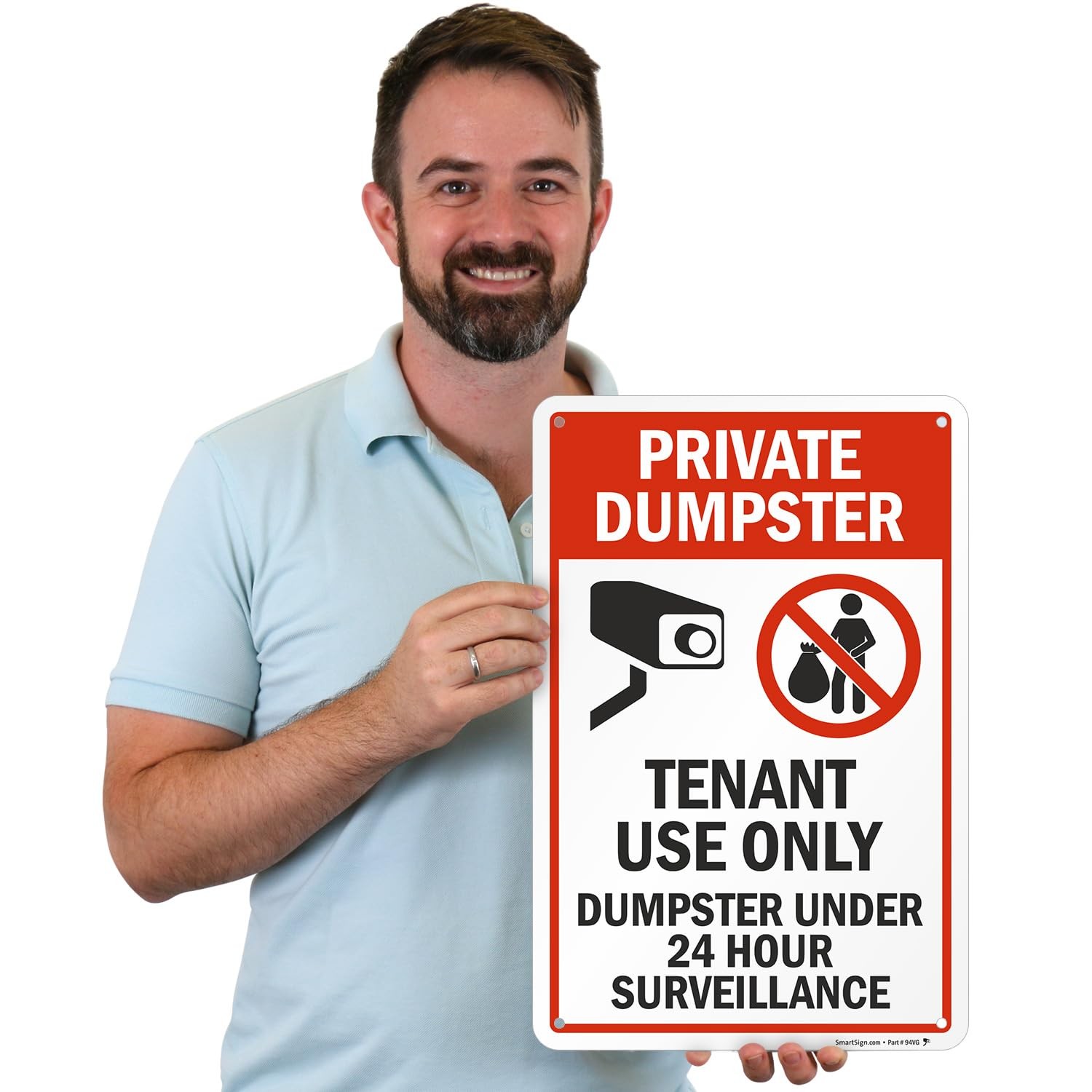12×18 Inch Private Dumpster Tenant Use Only 24 Hour Surveillance Sign Aluminum