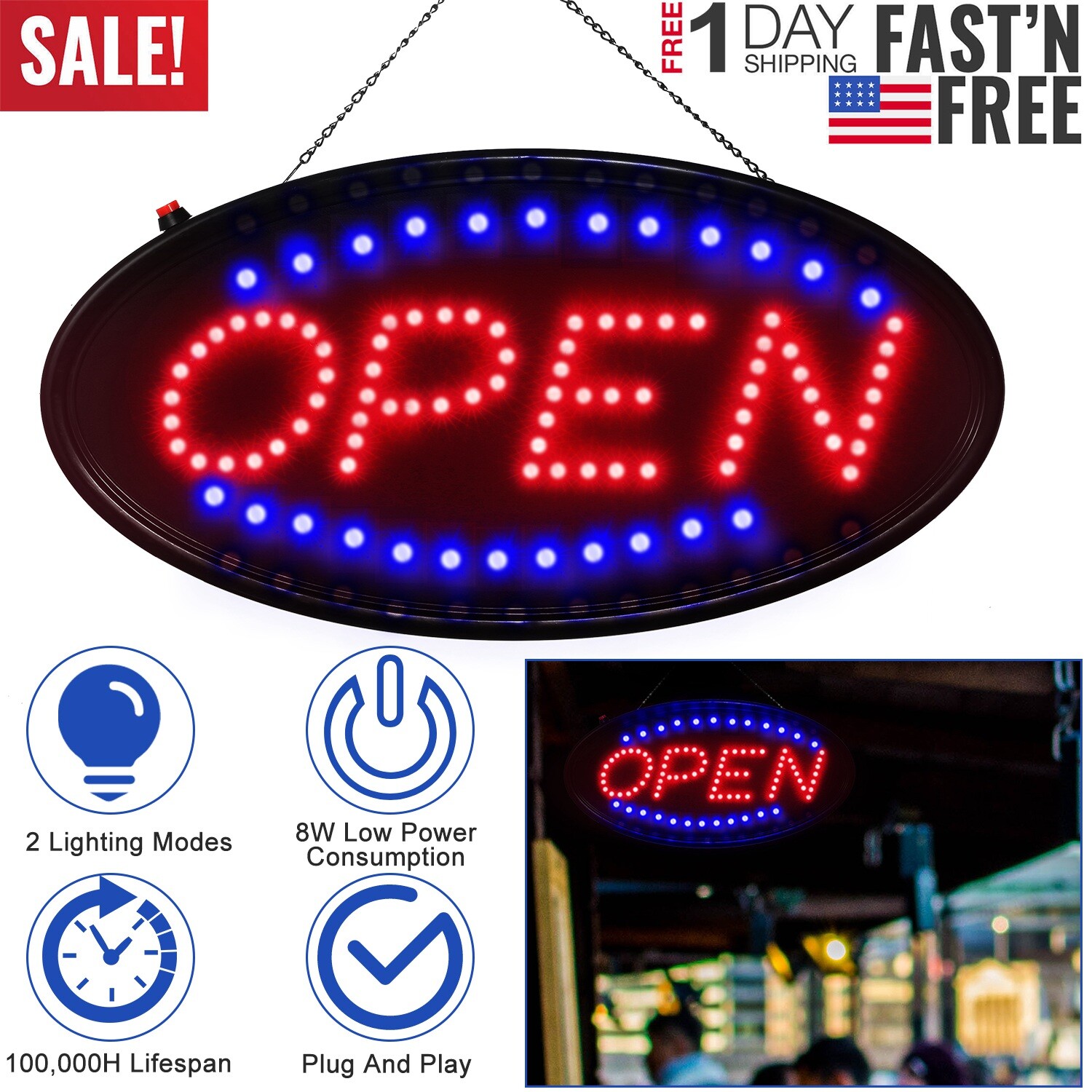 LED Open Sign Business Open Sign Advertisement Board for Business/Shop/Bar/Hotel