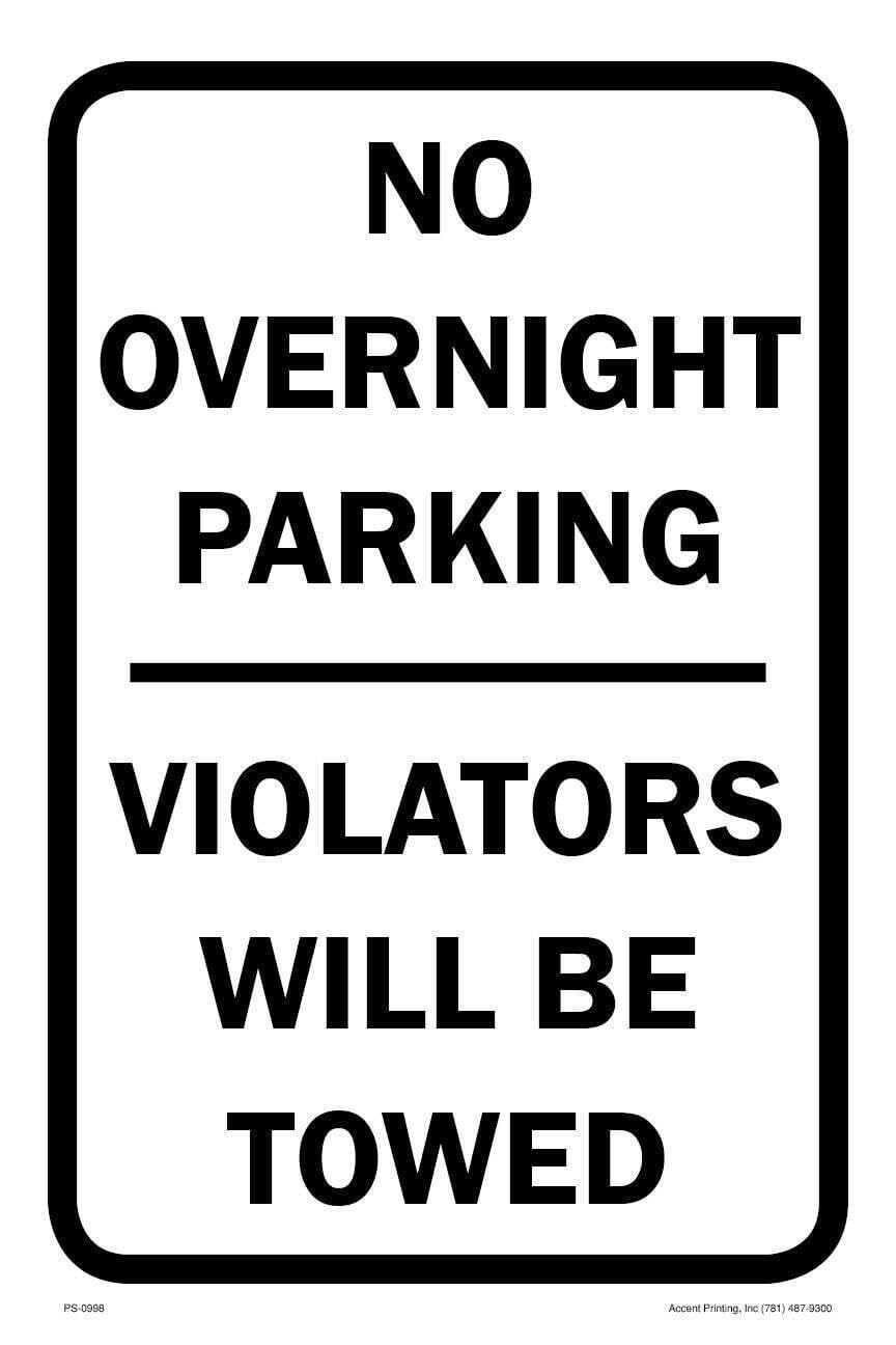 No Overnight Parking | Metal Parking Sign | 12″W x 18″H
