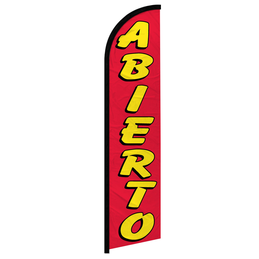 Abierto Full Curve Windless Swooper Flag We’re Open Flag