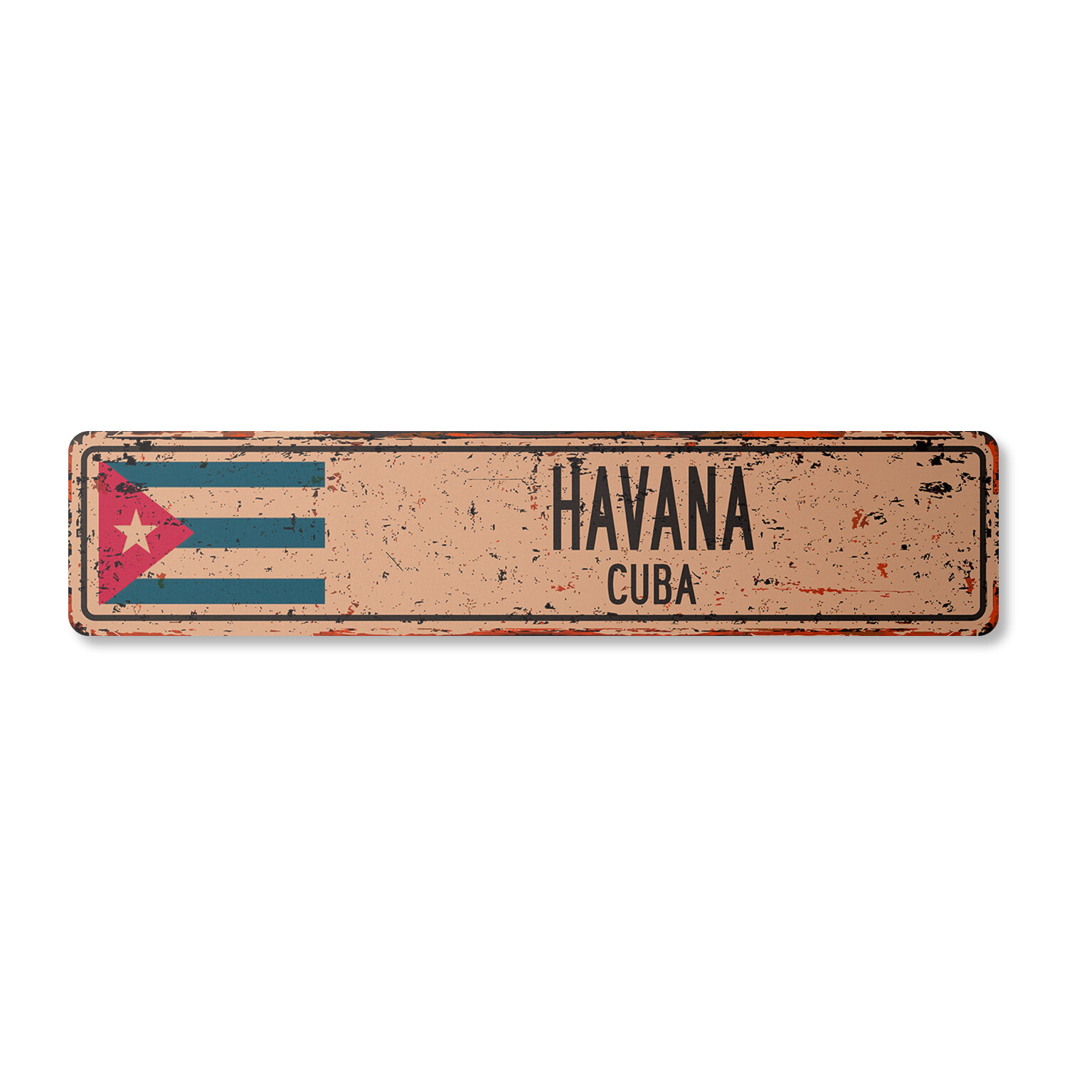 HAVANA CUBA Vintage Street Sign Cuban flag city country road wall rustic gift