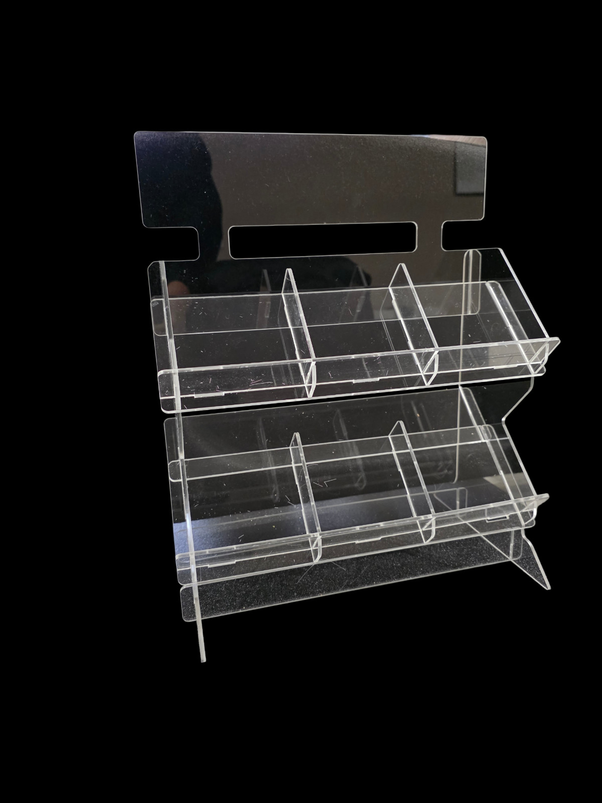 Clear Acrylic 2 Tier Counter Display Stand Flat Pack Retail & Craft Fair
