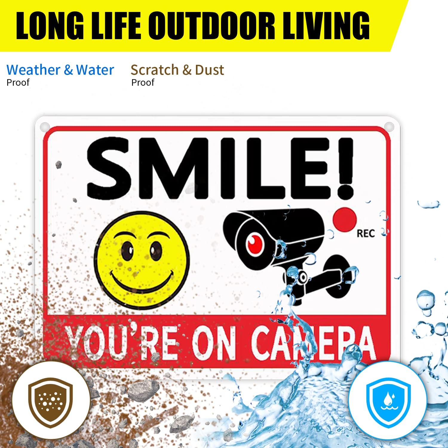 Smile Your Outdoor Camera Signs, Aluminum 7 x 10 in., Security Camera Sign fo…