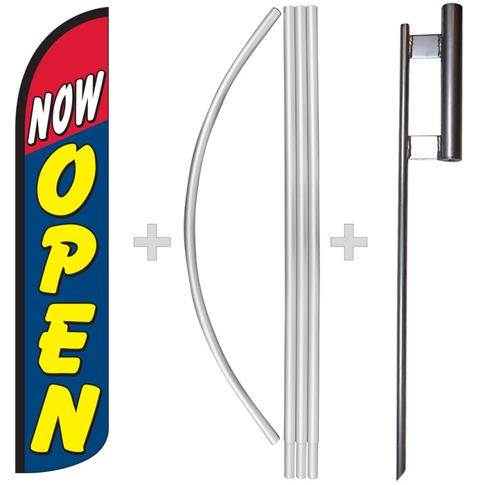 Now Open 15′ Tall Windless Swooper Feather Flag & Pole Kit