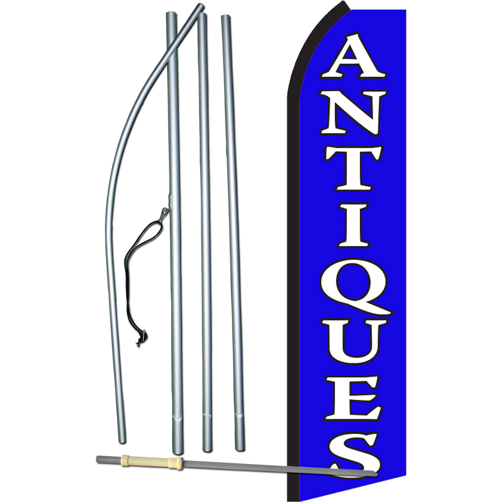 Antiques Flag with Flag Pole and Spike