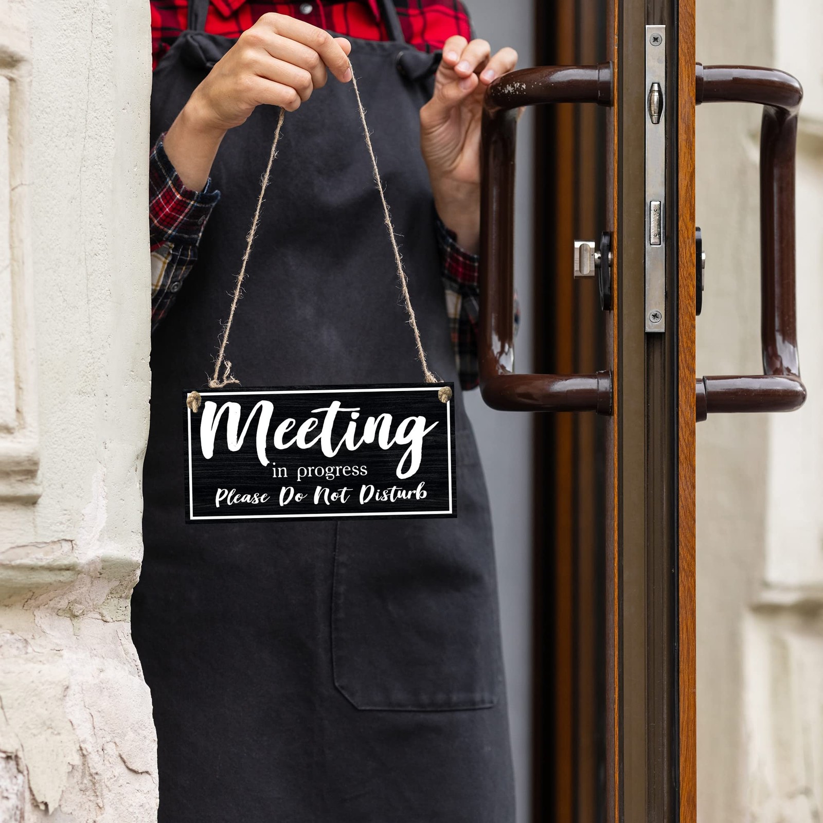 Meeting in Progress Door Sign,Do Not Disturb Hanging Welcome Please Knock Sign