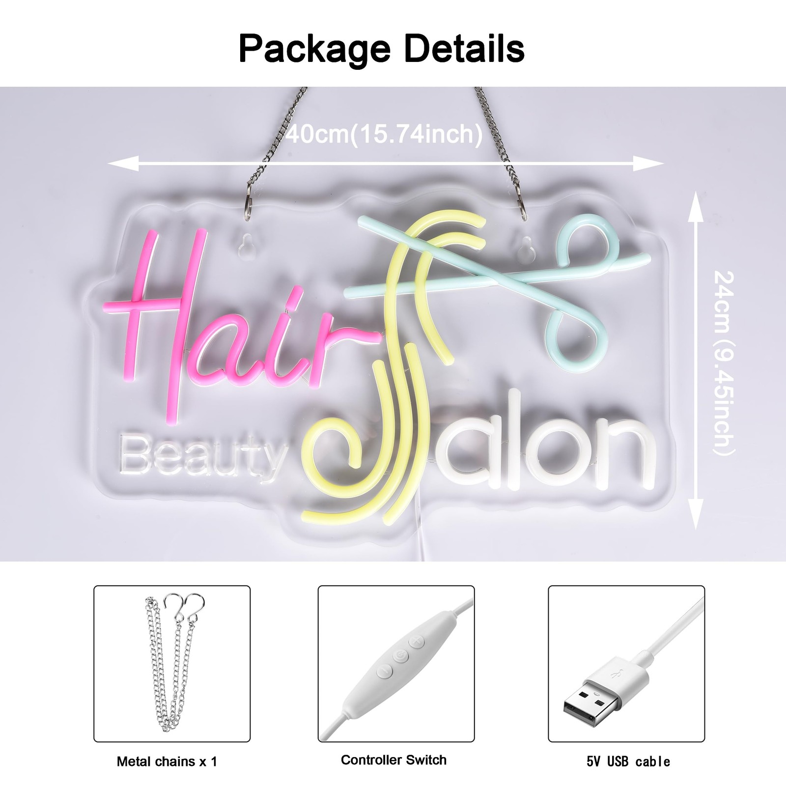 Hair Salon Neon Sign, Neon Lights Hanging Wall Art Decoration for Business Be…