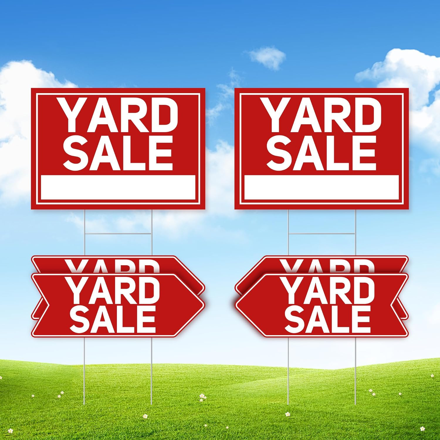 6 Pcs Yard Sale Signs with Stakes, 2-Pack Large Yard Sale Signs 17″ x 12″ and 4-
