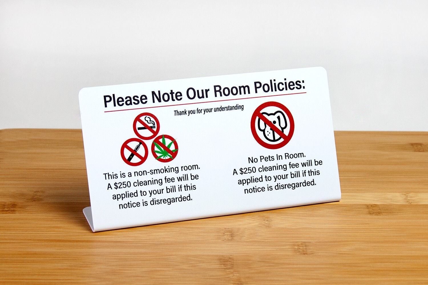 No Smoking/ No Pets Room Sign, 25 Pack, Plastic, Free Shipping