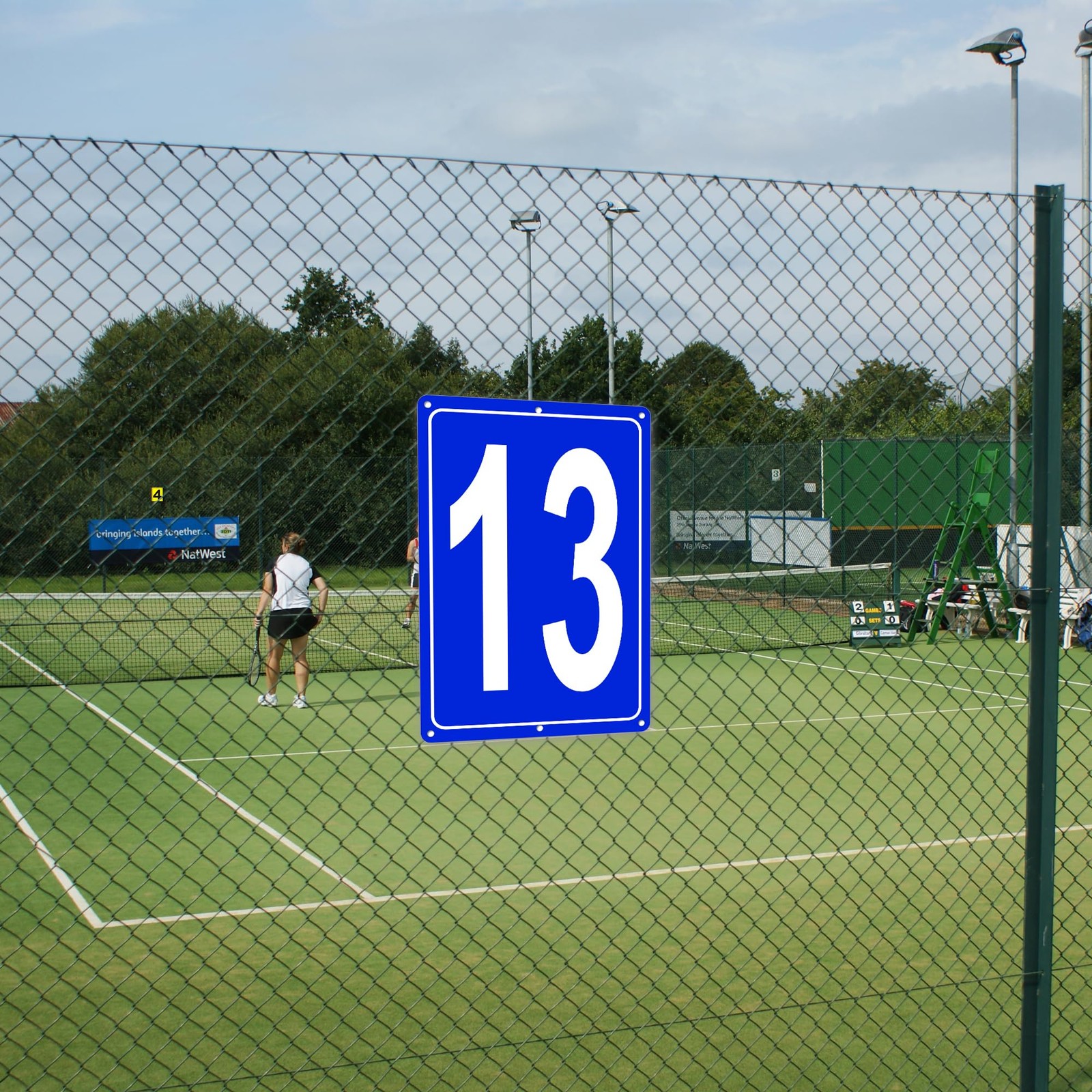 Numbered Sign 13 Aluminum Tennis Court Parking Lots 12×8 Inch Weatherproof
