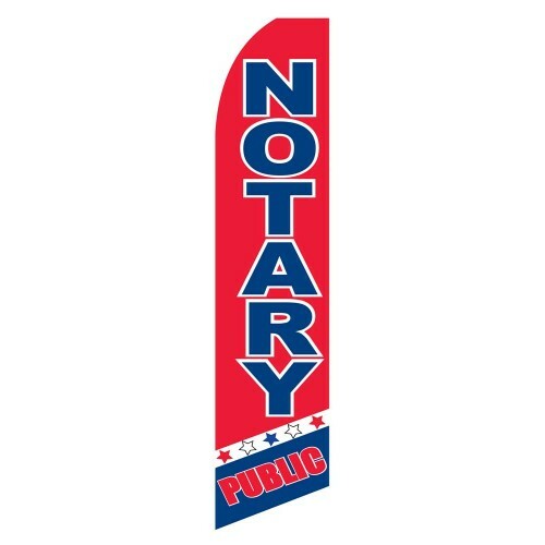 NOTARY PUBLIC Banner Flag Sign Display Only Flutter Swooper Feather 3′ Wide