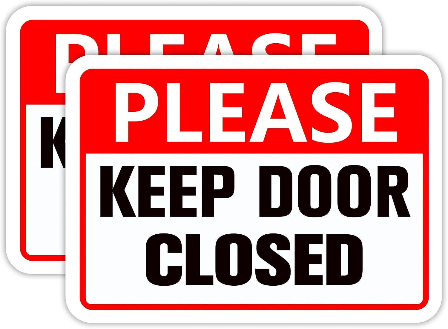2PCS Keep Door Closed Sign Stickers 9.8X7In | Self-Adhesive, Weatherproof, Fade-