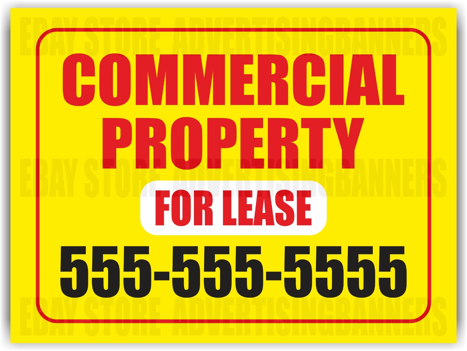 COMMERCIAL PROPERTY FOR LEASE Yard Sign with H-Stakes Retail Store Custom Phone