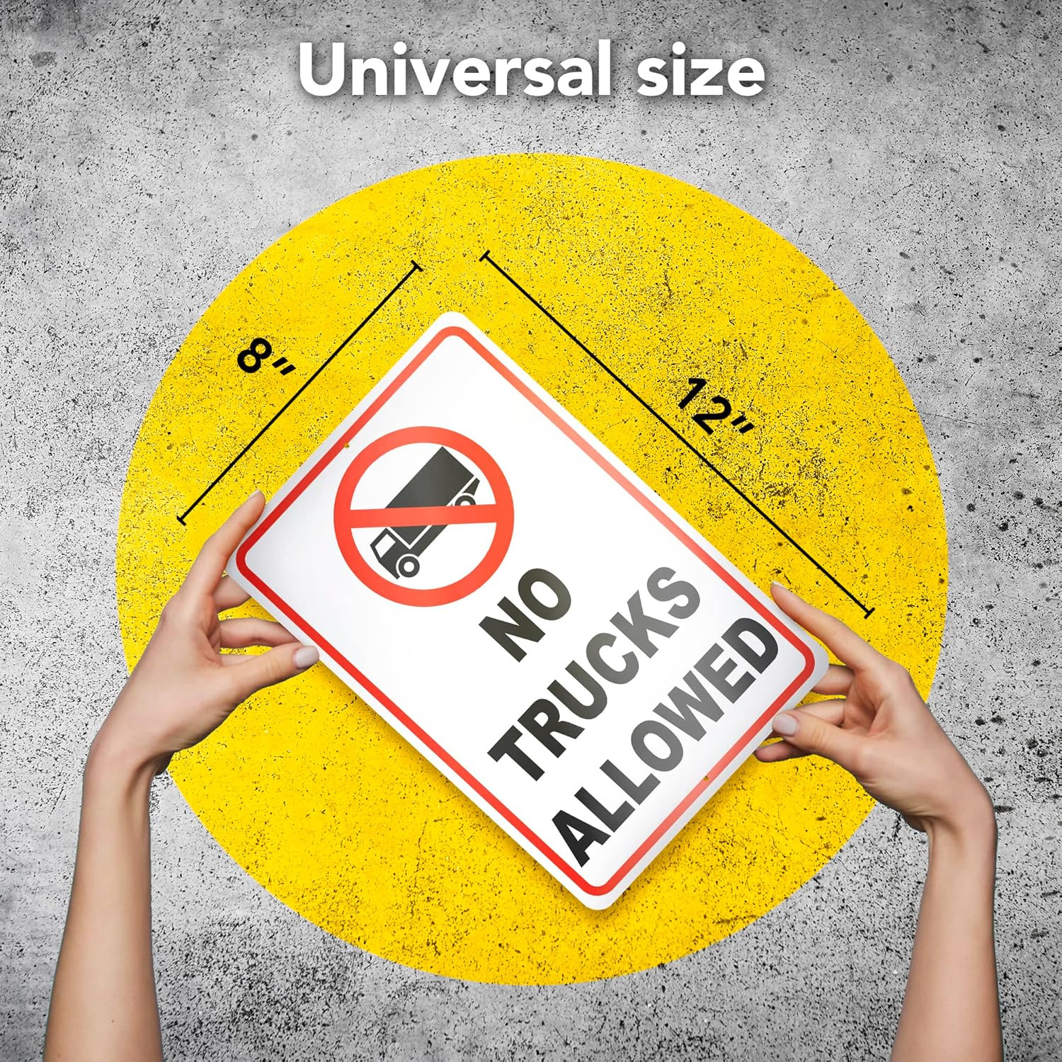 No Trucks Sign, 8X12 Reflective Aluminum No Trucks Allowed Sign, UV Protected, E