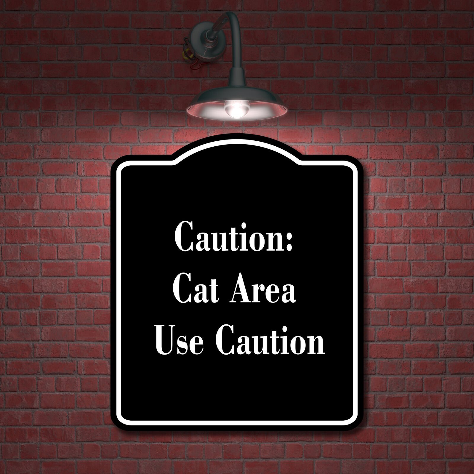 Caution Cat Area – Use Caution BLACK Aluminum Composite Sign