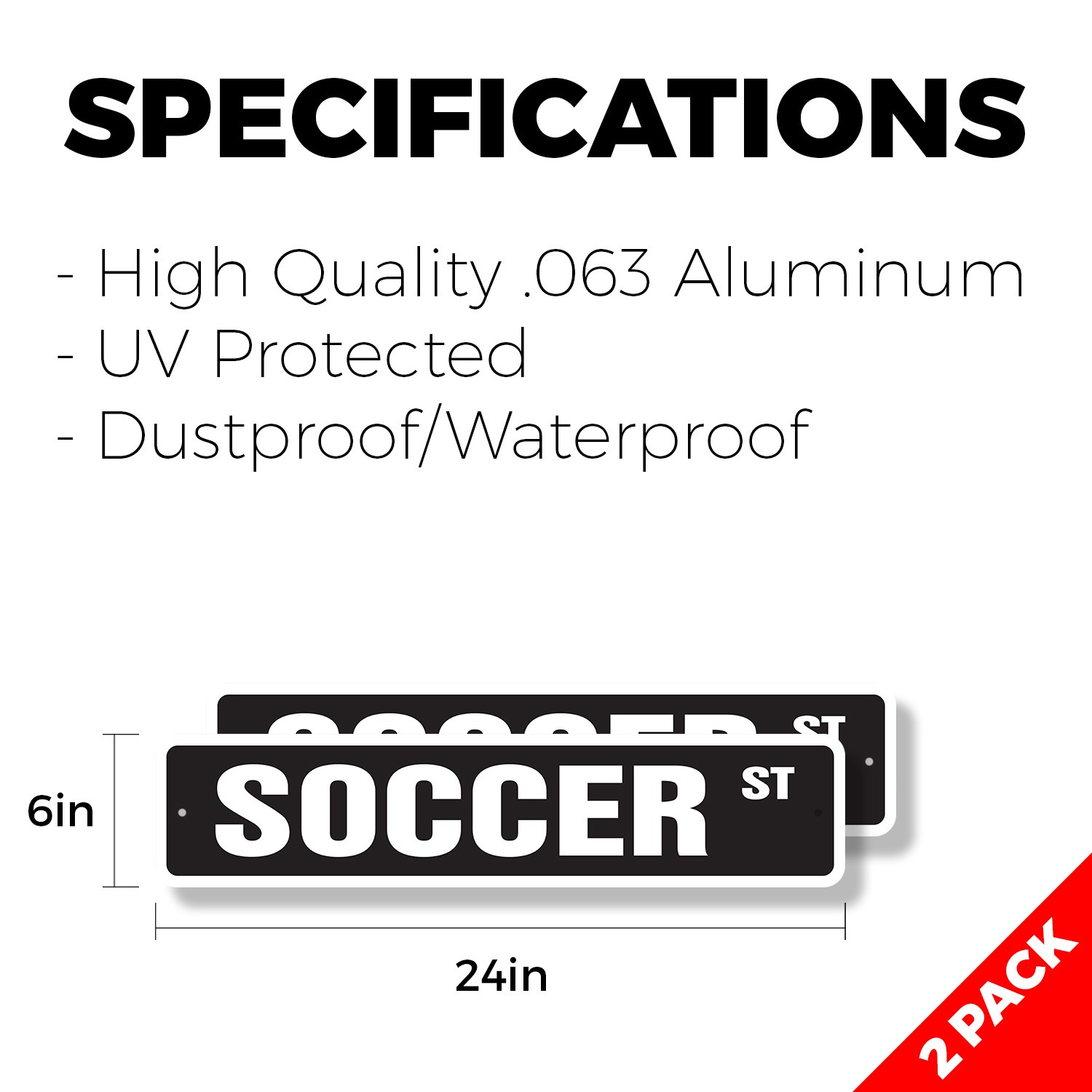 SOCCER Street Sign (2 Pack) Metal Road Sign soccer team player ball signs