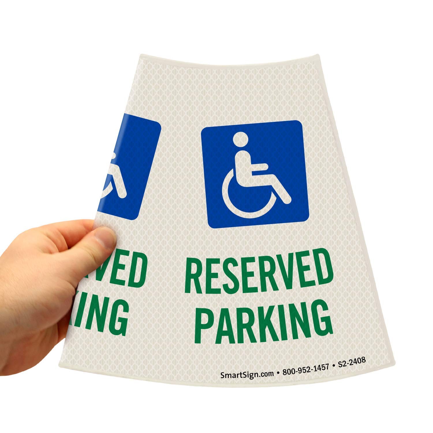 Reserved Parking With Handicapped Symbol Reflective Cone Message Sleeve