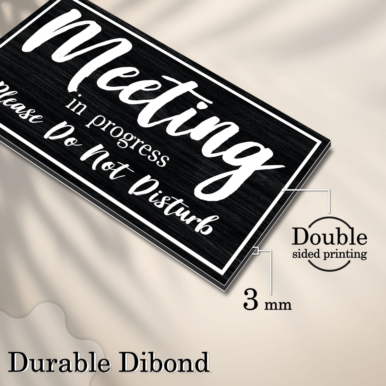 10×5 Dibond Meeting in Progress Door Sign Do Not Disturb Hanging Welcome