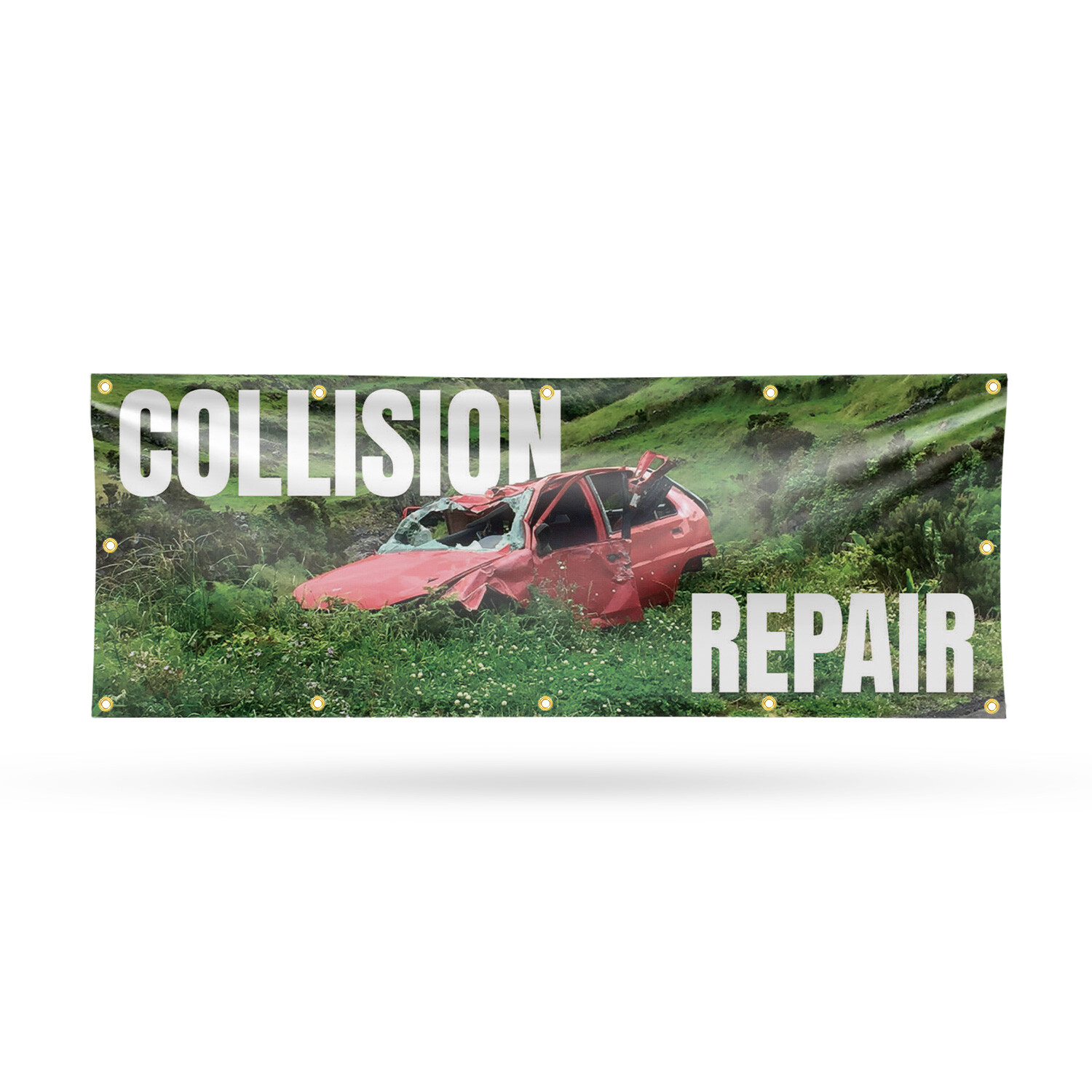 Collision Repair Vinyl Banner Sign with Metal Grommets Heavy-Duty Single-Sided