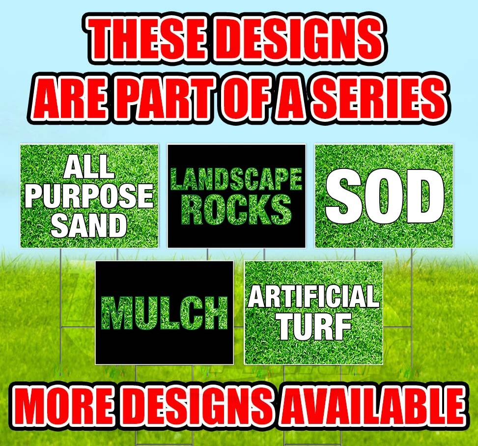 ARTIFICIAL GRASS 18×24 Yard Sign WITH STAKE Corrugated Bandit USA LANDSCAPING