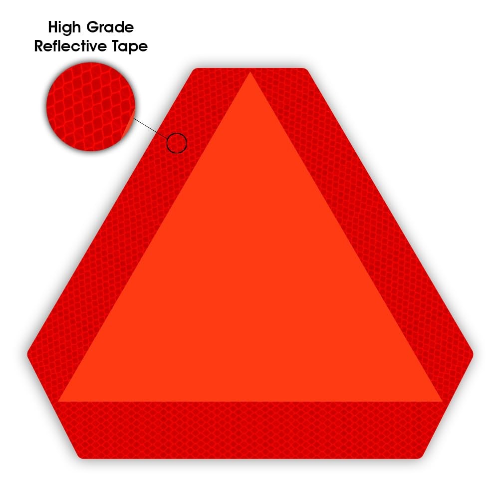 IGNIXIA (Pack of 01) Slow Moving Vehicle Sign, PVC Vinyl 14×16 inches, Orange